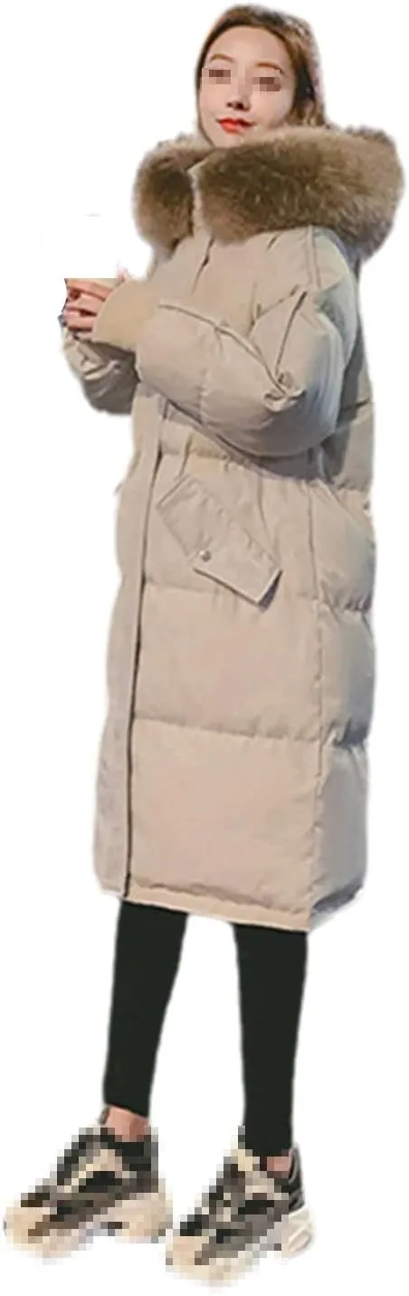 Oversize Women's Down Jacket Winter Long Hooded Parkas Thicken Warm Cotton Padded Coats Loose Big Fur Collar Snow Coat