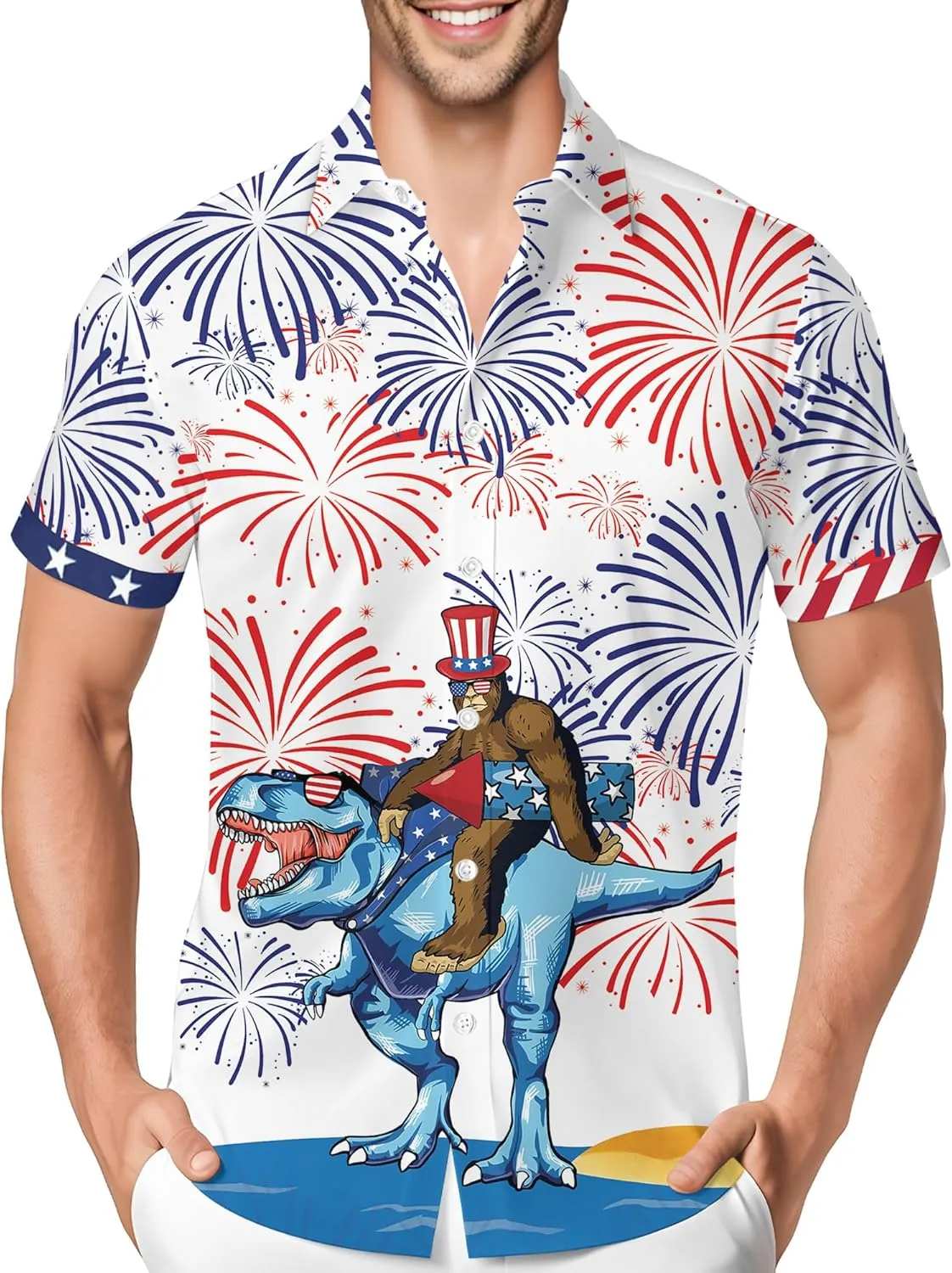 PAGYMO Hawaiian Shirt for Men Funny Summer Aloha Beach Shirts