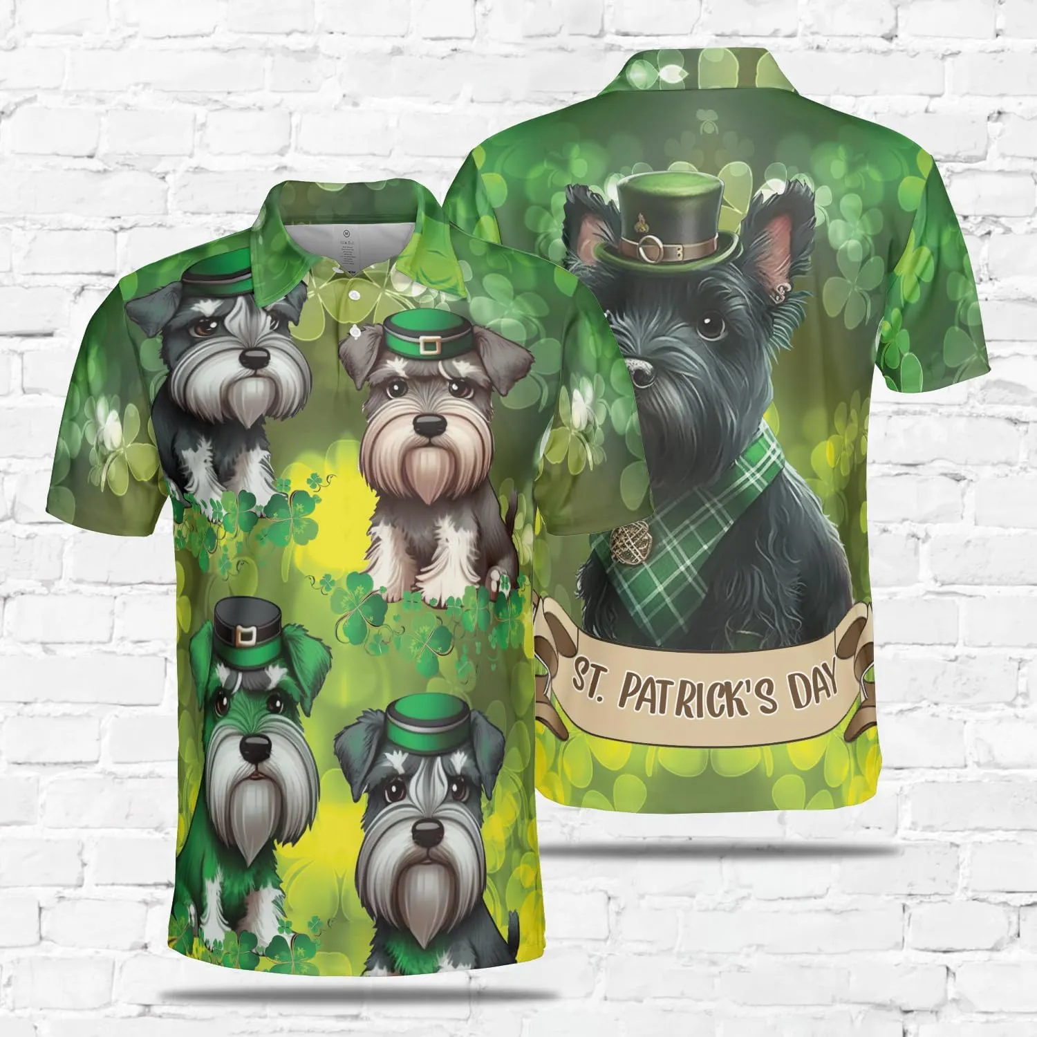Patrick's Day Polo Shirts for Men - Cute Dog Men's Regular Fit Quick Dry Golf Polo Shirt Series 07