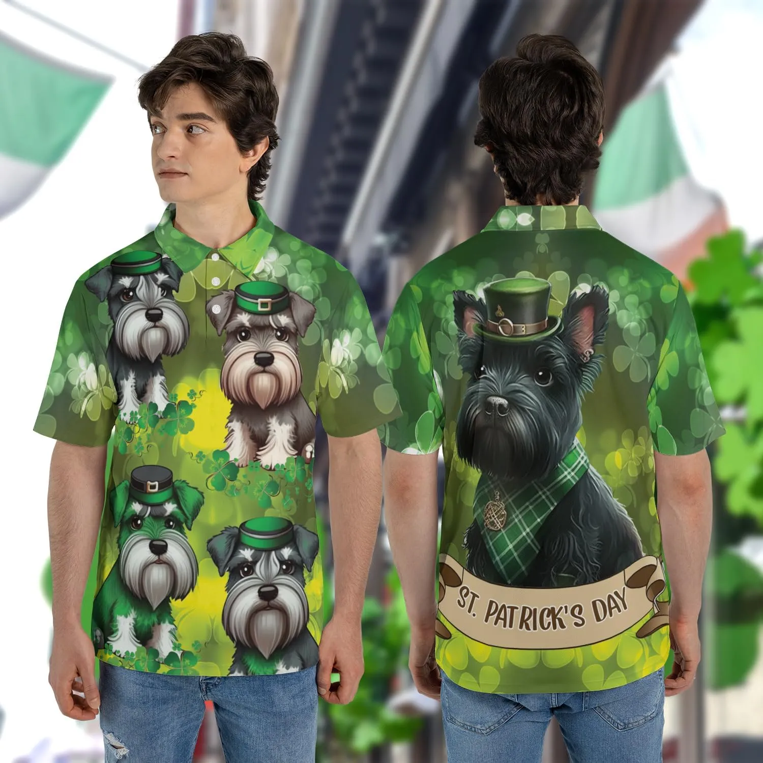 Patrick's Day Polo Shirts for Men - Cute Dog Men's Regular Fit Quick Dry Golf Polo Shirt Series 07
