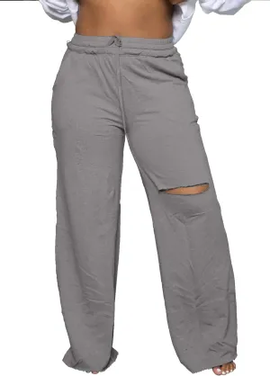 PINSV Wide Leg Pants for Women Drawstring Baggy Casual Sweatpants
