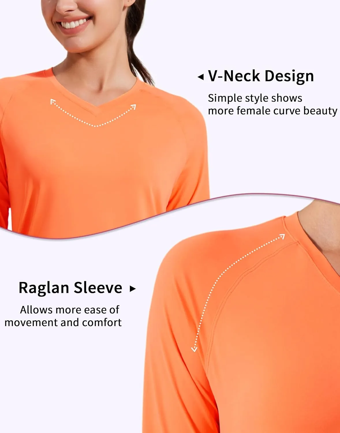 Pioneer Camp Women's UV Sun Protection SPF Shirt V Neck UPF 50  Long Sleeve Workout Tops Quick Dry Rash Guard Hiking Running
