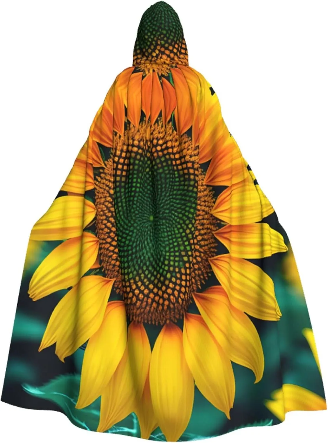 Rainbow Sunflower Print Halloween Hooded Cloak Hooded Cape Adult Halloween Costume Cosplay Witch Cloak with Extra Comfort