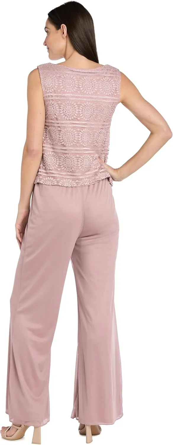 R&M Richards Women's 3PC Glitter Embroidered Pant Suit