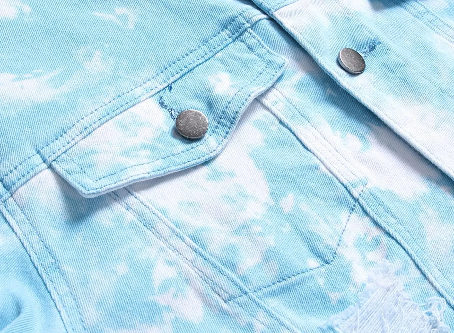 RANMCC Jean Jacket for Men Slim Fit Ripped Denim Jacket Coat