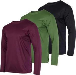Real Essentials 3 & 5 Pack: Men's Mesh Quick Dry Athletic Long Sleeve T-Shirt UPF SPF UV Sun (Available in Big & Tall)