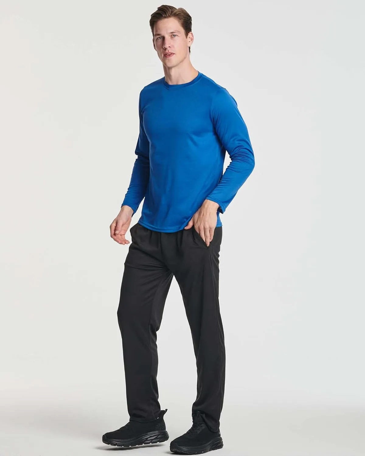 Real Essentials 3 & 5 Pack: Men's Mesh Quick Dry Athletic Long Sleeve T-Shirt UPF SPF UV Sun (Available in Big & Tall)