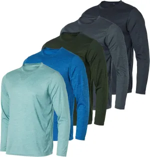 Real Essentials 3 & 5 Pack: Men's Mesh Quick Dry Athletic Long Sleeve T-Shirt UPF SPF UV Sun (Available in Big & Tall)