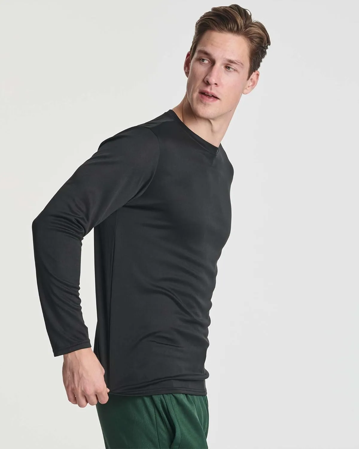 Real Essentials 3 & 5 Pack: Men's Mesh Quick Dry Athletic Long Sleeve T-Shirt UPF SPF UV Sun (Available in Big & Tall)