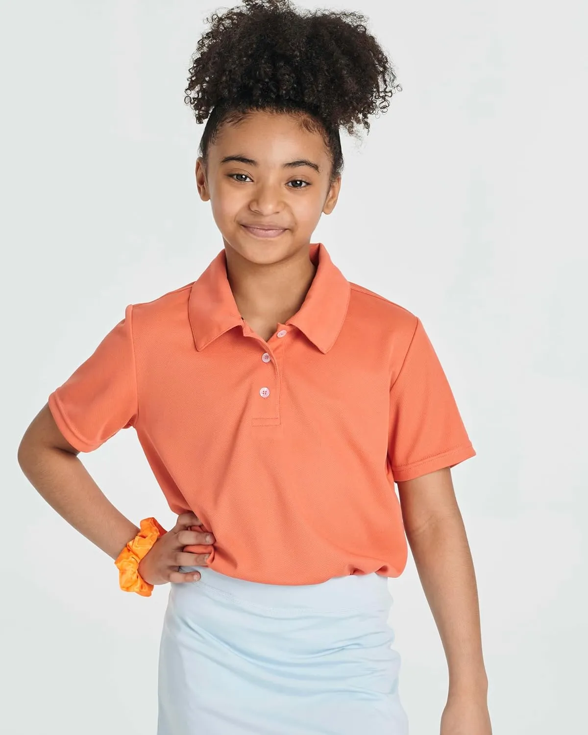 Real Essentials 3 Pack: Girls' Short Sleeve Performance Polo School Uniform(Ages 4-18)