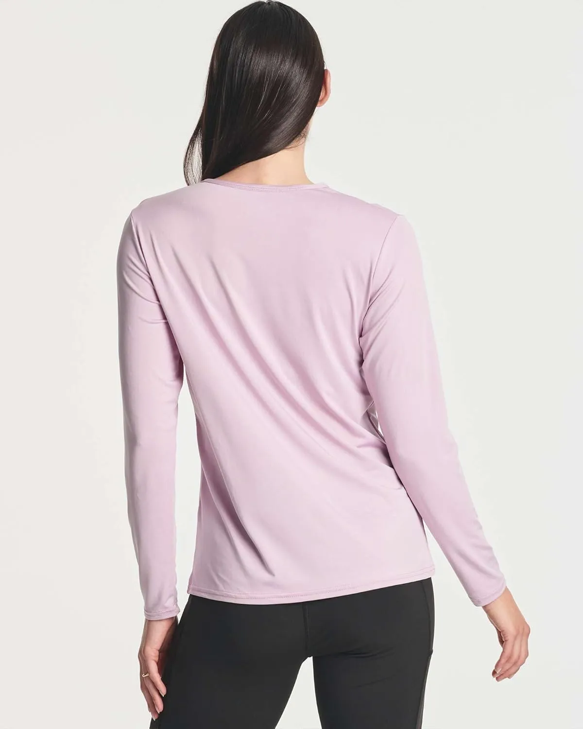 Real Essentials 4-Pack: Women's Dry-Fit Long-Sleeve V-Neck Athletic Workout Shirt (Available in Plus Size)