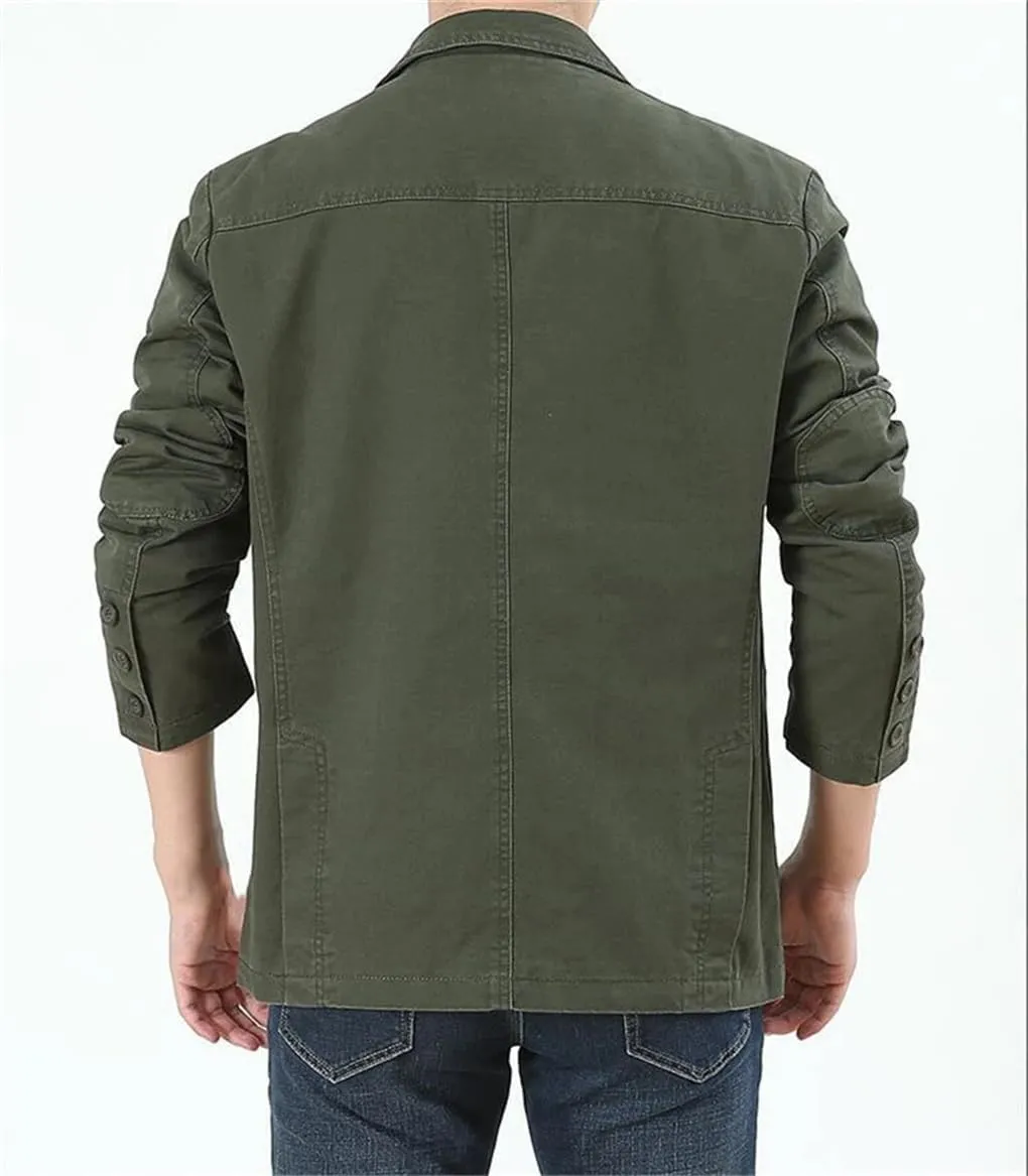 REHJJDFD Men Blazer Jacket Casual Slim Business Suit Coat Cotton Jackets Casual Sport Coat Outwear
