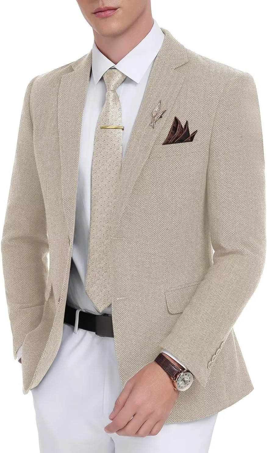 Retro Tweed Men's Suit Jackets Herringbone Slim Fit Sport Coats Blazer Prom Business Casual Men Tux Jacket Wedding Blazers