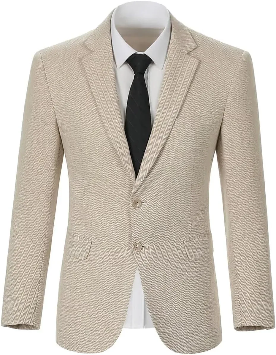 Retro Tweed Men's Suit Jackets Herringbone Slim Fit Sport Coats Blazer Prom Business Casual Men Tux Jacket Wedding Blazers