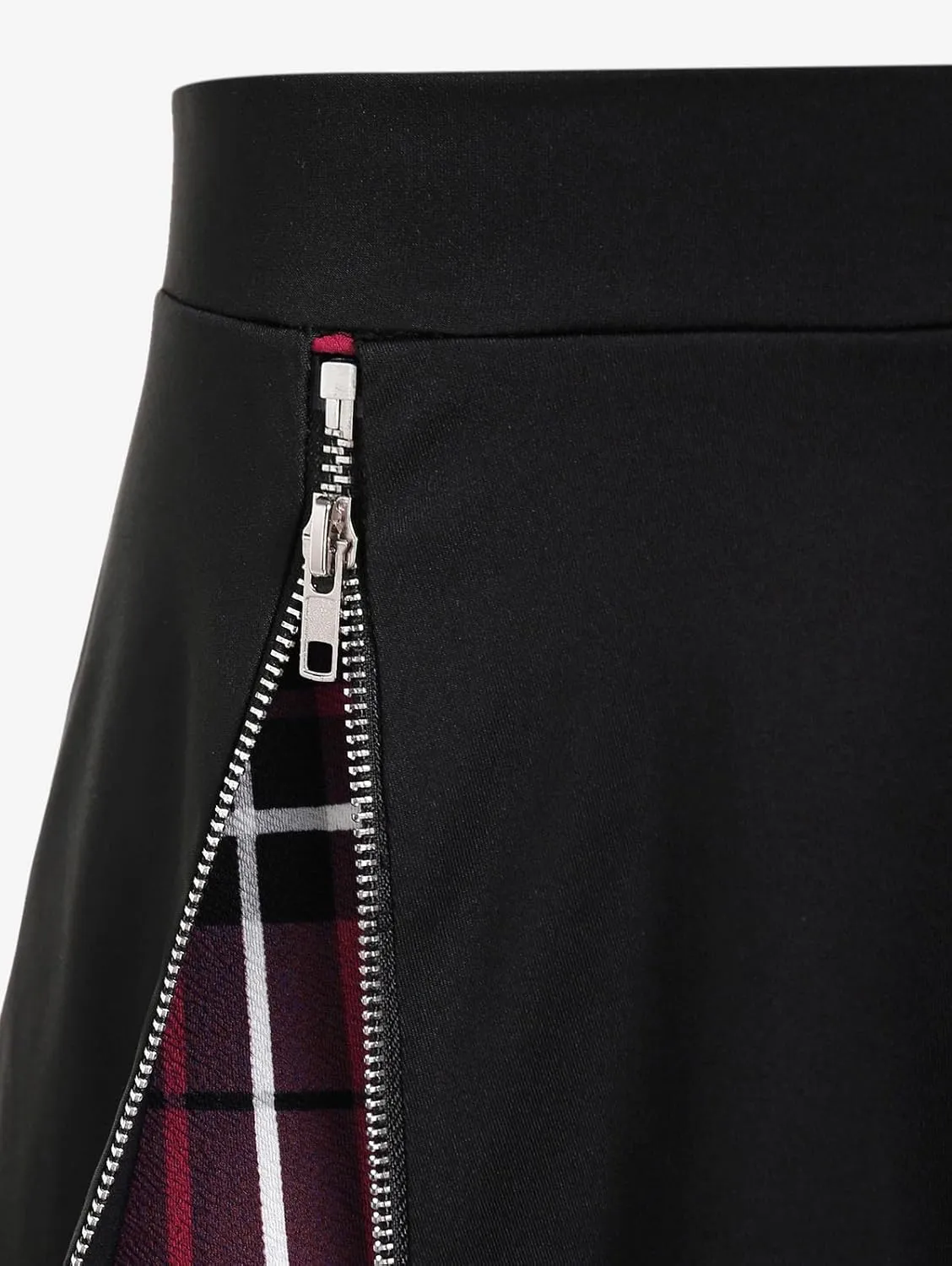 Rosegal Women's Plus Size Gothic Mini Skirt Plaid Zipper Mini A Line Skirt Blue