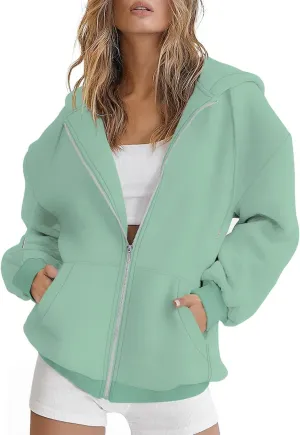 ROYLAMP 2025 Women's Oversized Zip Up Hoodies Sweatshirts Casual Fall Winter Drawstring Y2k Jackets with Pockets
