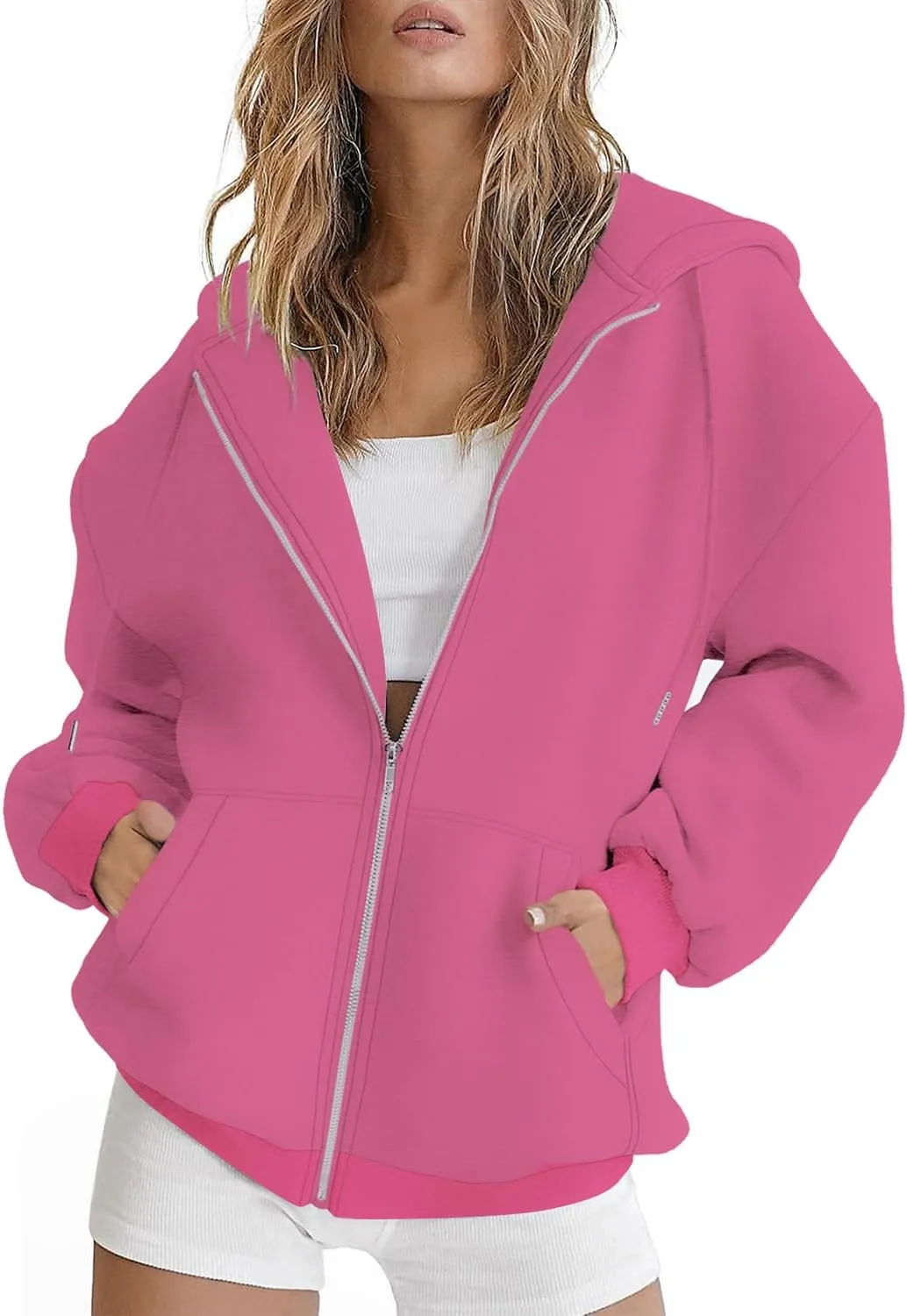 ROYLAMP 2025 Women's Oversized Zip Up Hoodies Sweatshirts Casual Fall Winter Drawstring Y2k Jackets with Pockets
