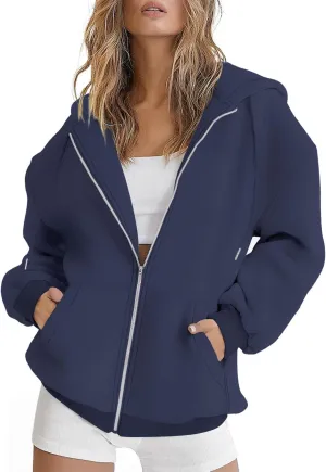 ROYLAMP 2025 Women's Oversized Zip Up Hoodies Sweatshirts Casual Fall Winter Drawstring Y2k Jackets with Pockets