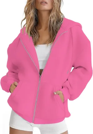 ROYLAMP 2025 Women's Oversized Zip Up Hoodies Sweatshirts Casual Fall Winter Drawstring Y2k Jackets with Pockets