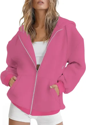 ROYLAMP 2025 Women's Oversized Zip Up Hoodies Sweatshirts Casual Fall Winter Drawstring Y2k Jackets with Pockets