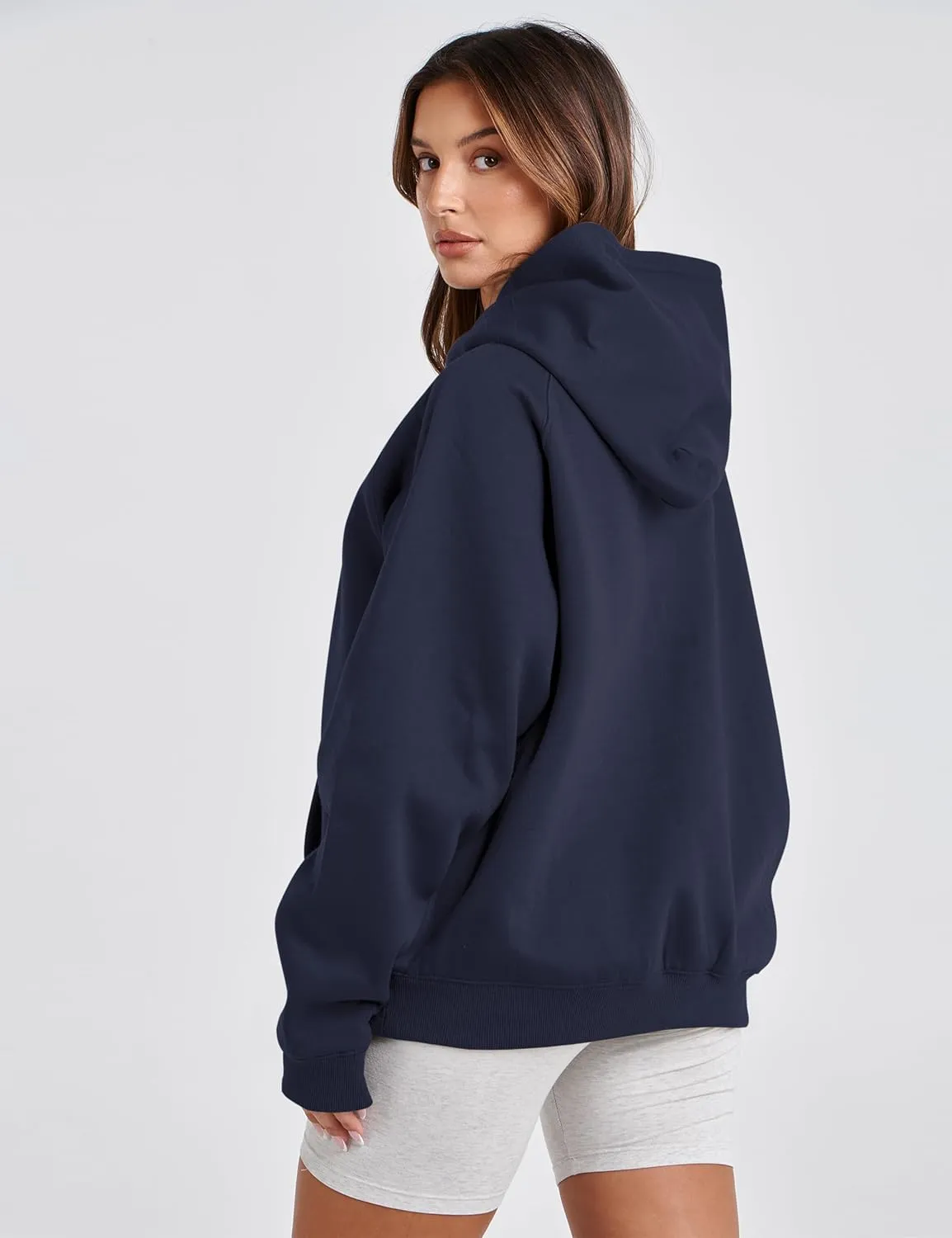 SAFRISIOR Oversized Hoodies for Women and Men Couples Fleece Basic Solid Hooded Sweatshirt Pullover Jackets