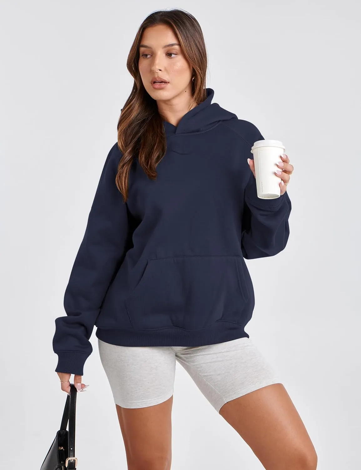 SAFRISIOR Oversized Hoodies for Women and Men Couples Fleece Basic Solid Hooded Sweatshirt Pullover Jackets