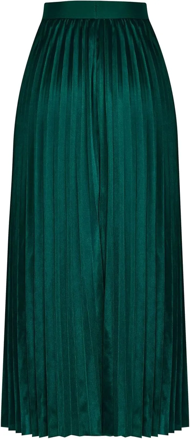 Satin Skirts for Women Silk Soft Smooth Skirt Solid Color Ruched Comfort Skirt Flowy Swing Stretch Skirts
