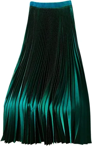 Satin Skirts for Women Silk Soft Smooth Skirt Solid Color Ruched Comfort Skirt Flowy Swing Stretch Skirts