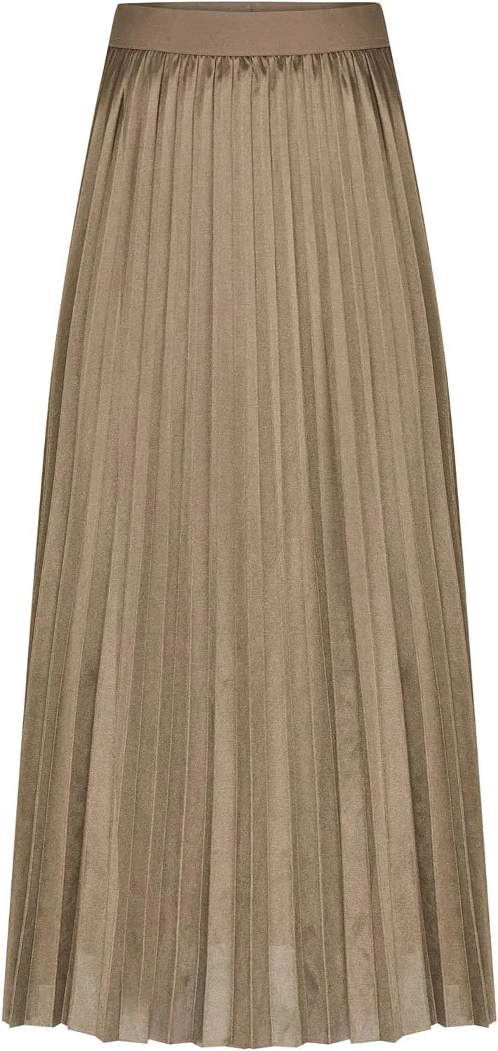 Satin Skirts for Women Silk Soft Smooth Skirt Solid Color Ruched Comfort Skirt Flowy Swing Stretch Skirts