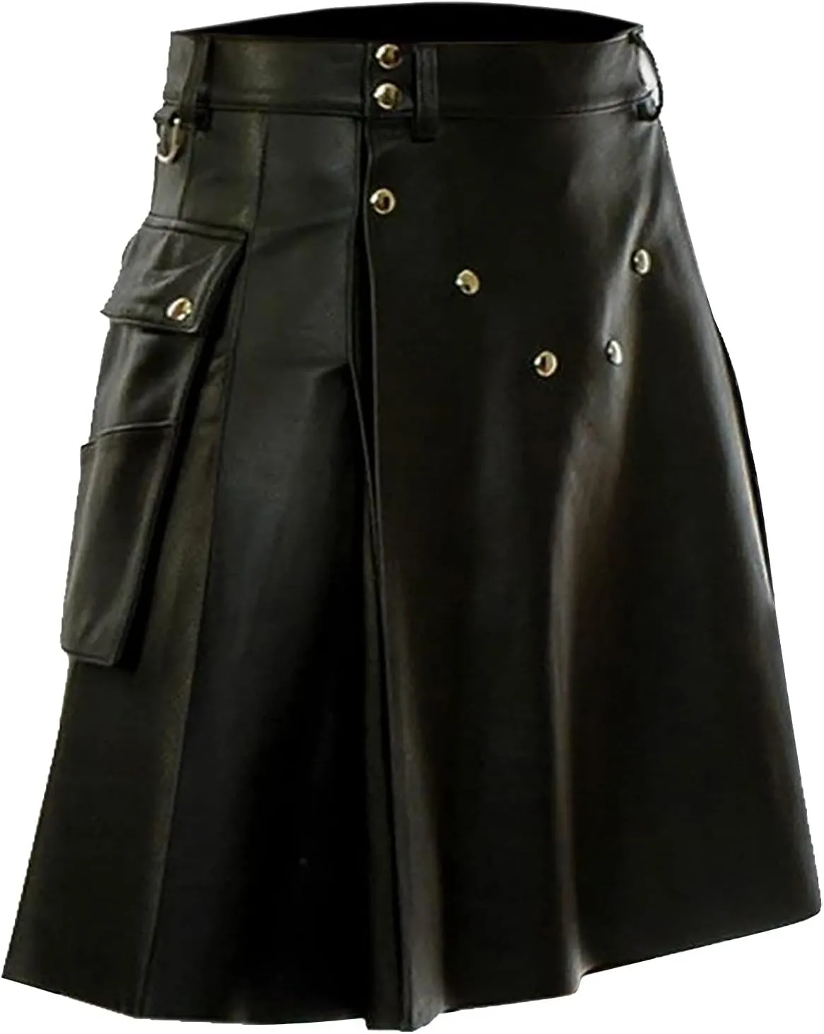 Scottish Kilts for Men, Mens Vintage Gothic Punk Pleated Skirts Classic Faux Leather Utility Kilt Scottish Kilt for Men