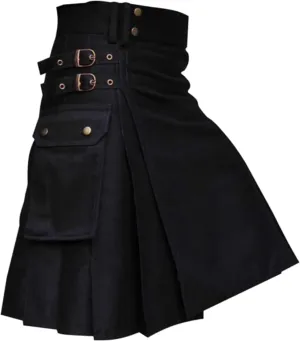 Scottish Kilts for Men, Mens Vintage Gothic Punk Pleated Skirts Classic Faux Leather Utility Kilt Scottish Kilt for Men