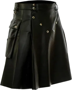 Scottish Kilts for Men, Mens Vintage Gothic Punk Pleated Skirts Classic Faux Leather Utility Kilt Scottish Kilt for Men