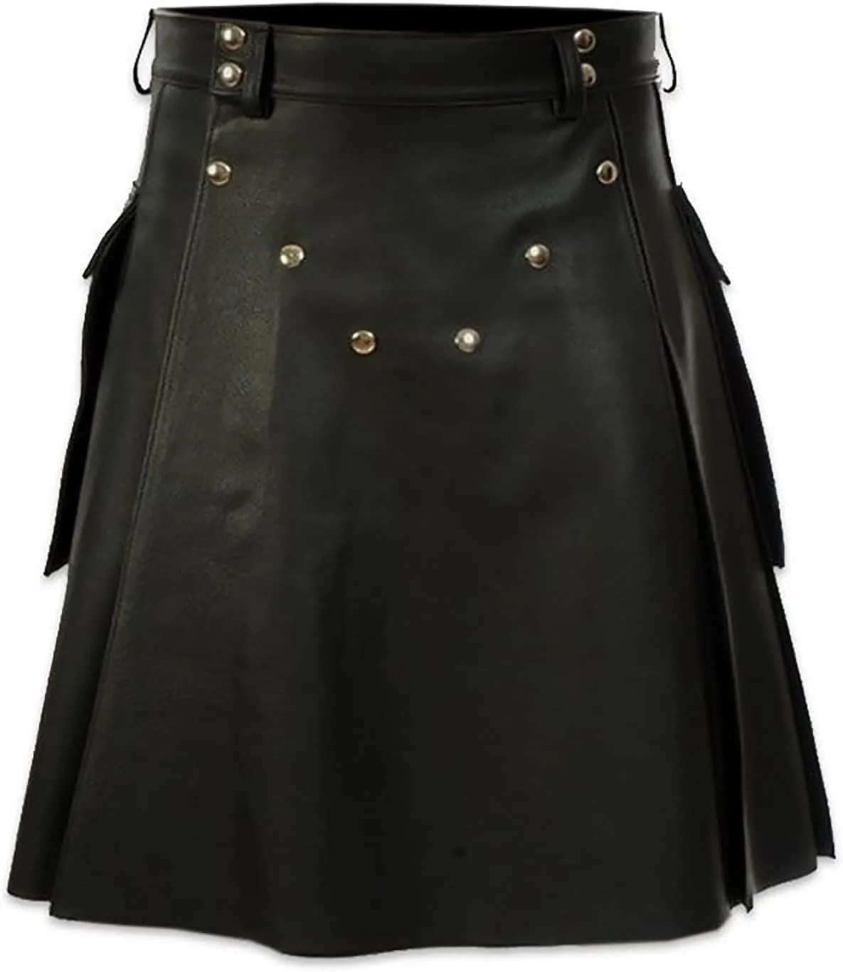 Scottish Kilts for Men, Mens Vintage Gothic Punk Pleated Skirts Classic Faux Leather Utility Kilt Scottish Kilt for Men
