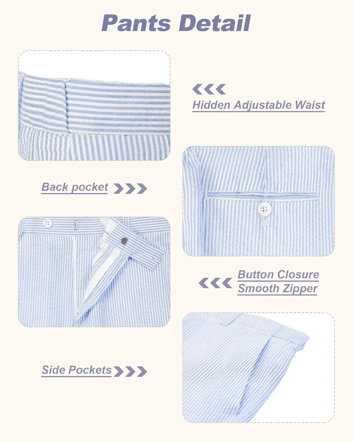 Seersucker Mens Suit 2 Piece Slim Fit Stripe Suits Tuxedo Blazer Jackets Pants Set Summer Beach Wedding Outfit for Men