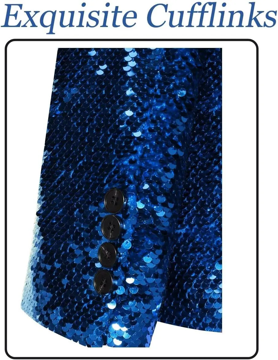 Sequin Blazer for Men Shiny Suit Jackets for Prom Party Banquet Shawl Collar Mens Tuxedo Coats