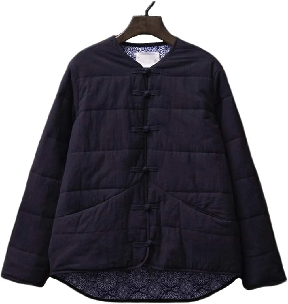 She likes Women's Cotton Padded Tang Suit Coat Button Down Long Sleeve Casual Jacket Coats Lightweight Outwear