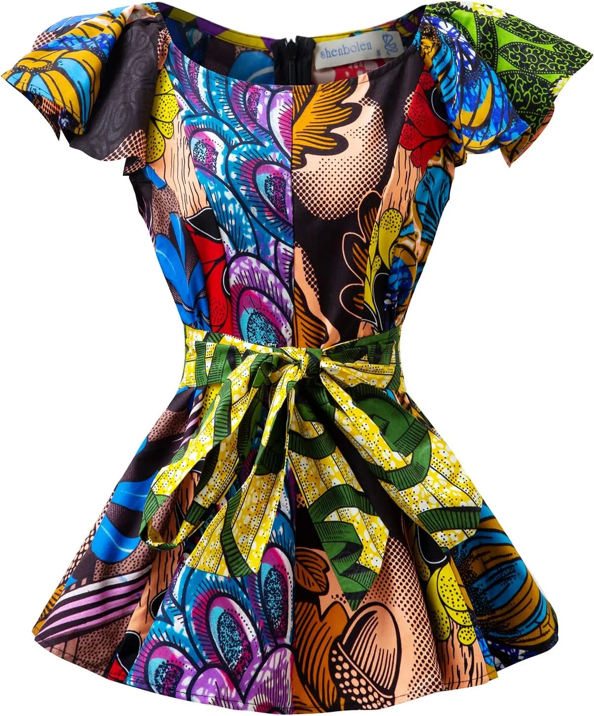 SHENBOLEN Womens Dashiki Tops Sleeveless Summer African Printed Slim Fit Shirts Blouse