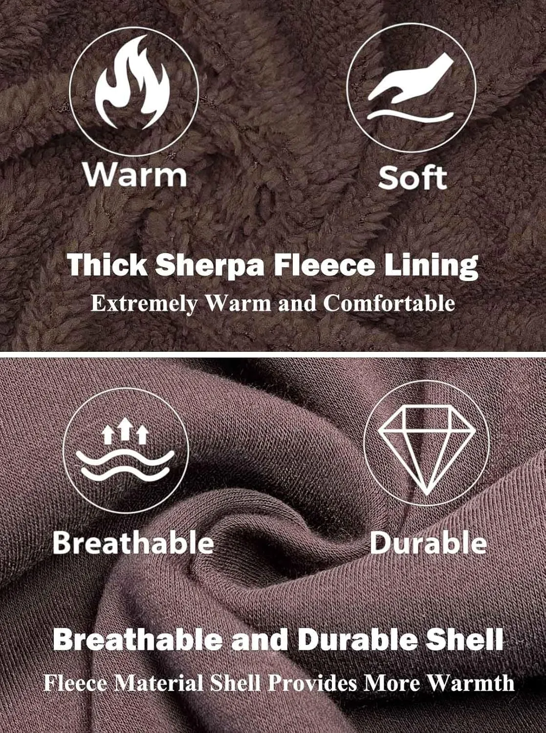 Sherpa Lined Hoodies for Men Heavyweight Full Zip Up Sweatshirt Thick Fleece Jackets Winter Warm Coats