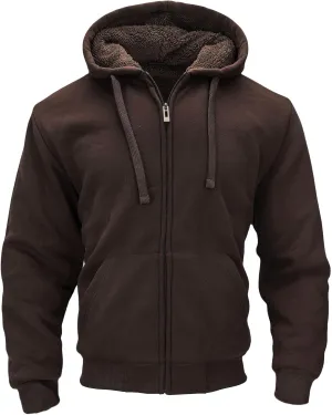 Sherpa Lined Hoodies for Men Heavyweight Full Zip Up Sweatshirt Thick Fleece Jackets Winter Warm Coats