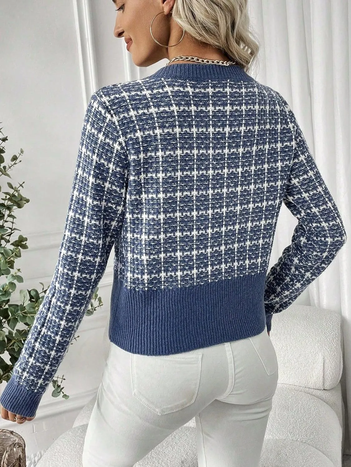 SKAYS Women's Autumn Jackets,Tweed Cardigan,Womens Cardigans Dressy Casual Flap Detail Button Front Cardigan