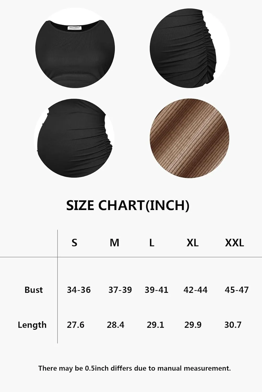 Smallshow Women's Maternity Shirts Ribbed Ruched Pregnancy Clothes Tops 3 Packs