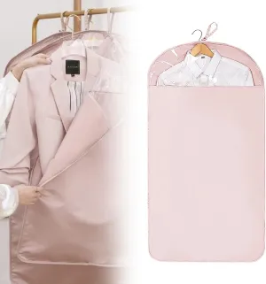 Space Saving Hanging Garment Bag with Self Compression Zipper, 2025 New Garment Bag for Hanging Clothes, Large-Capacity Down Coat storage Protector with Transparent Window (Pink, Medium)