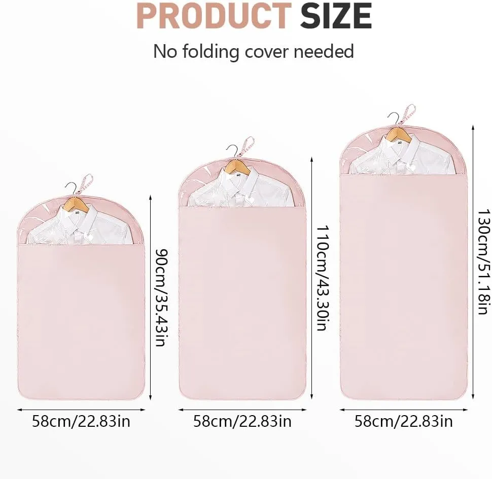 Space Saving Hanging Garment Bag with Self Compression Zipper, 2025 New Garment Bag for Hanging Clothes, Large-Capacity Down Coat storage Protector with Transparent Window (Pink, Medium)
