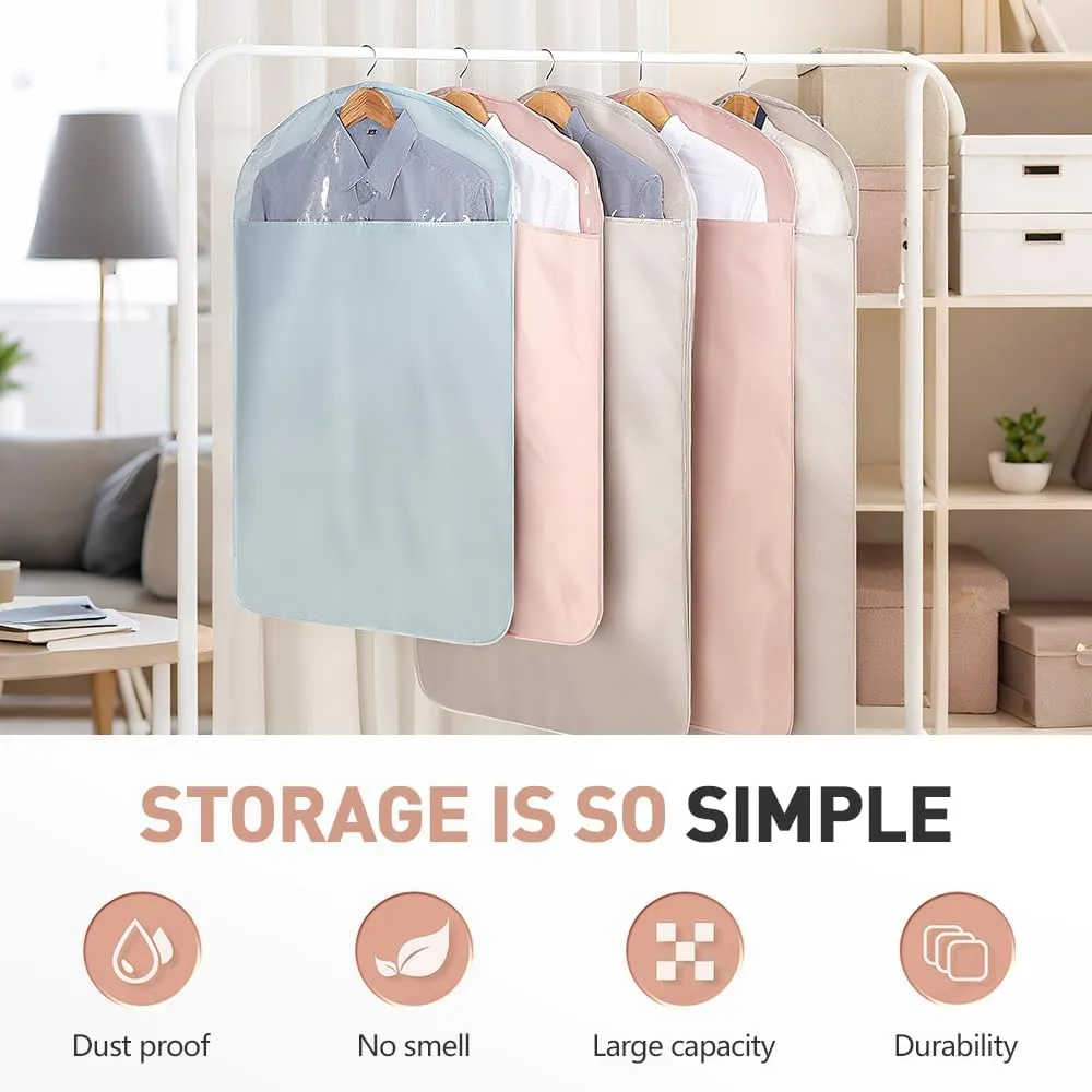 Space Saving Hanging Garment Bag with Self Compression Zipper, 2025 New Garment Bag for Hanging Clothes, Large-Capacity Down Coat storage Protector with Transparent Window (Pink, Medium)