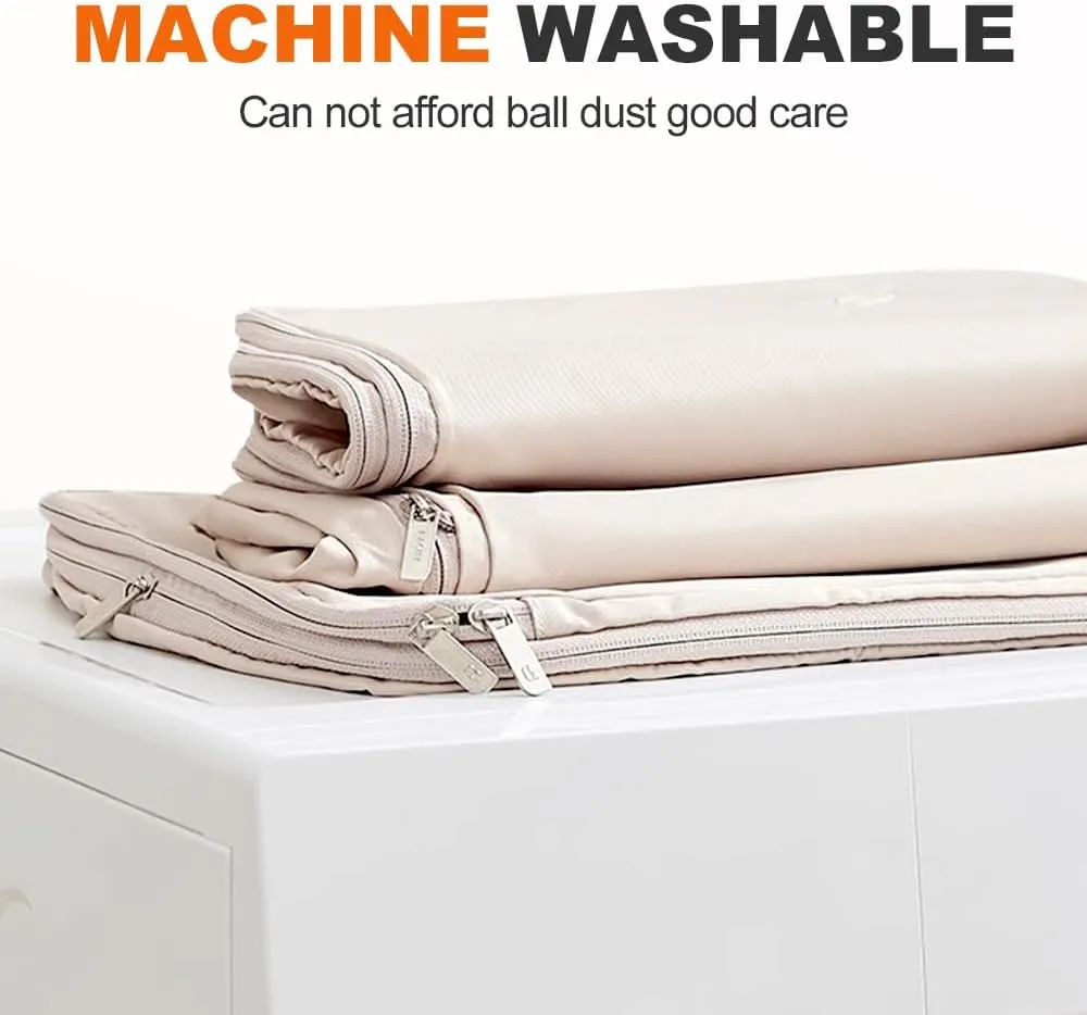 Space Saving Hanging Garment Bag with Self Compression Zipper, 2025 New Space Saver Dust Cover Closet Organizers, Heavy Duty Organizer Storage Bags for Moving or Storaging Clothes (Beige, Medium)