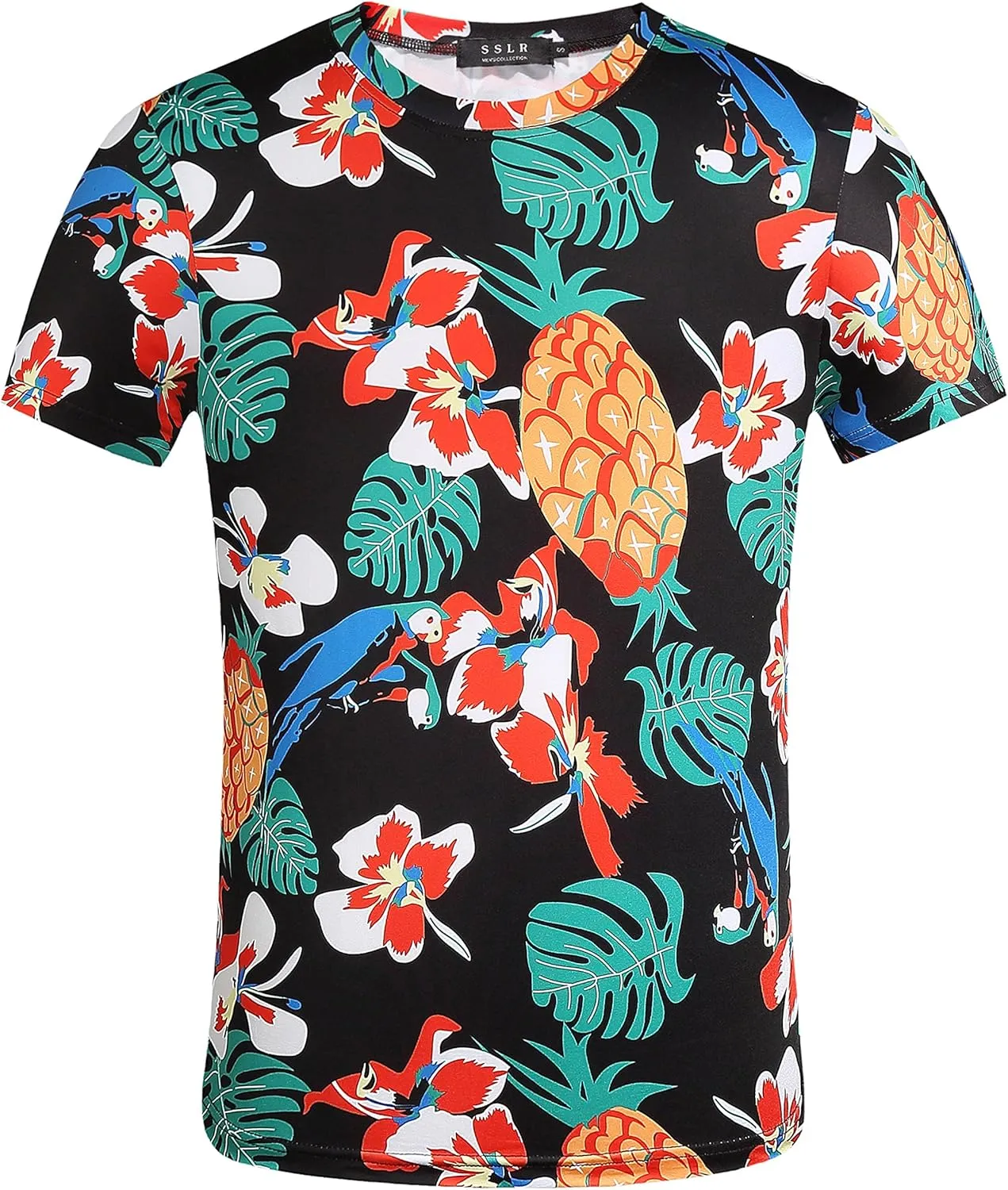 SSLR Mens Hawaiian Shirts Casual Print Short Sleeve T Shirt for Men