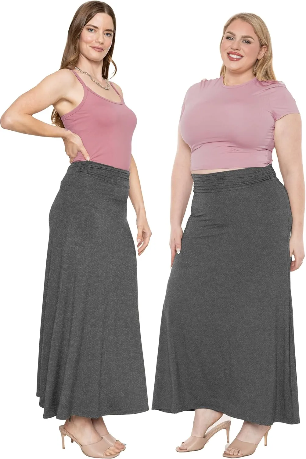STRETCH IS COMFORT Women's & Plus Size Knee and Ankle Length Ruched Waist Flowy Skirt | Soft & Lightweight | Sizes S - 5X