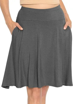 STRETCH IS COMFORT Women's and Plus Knee Length and MIDI A-Line Skirt w/Pockets