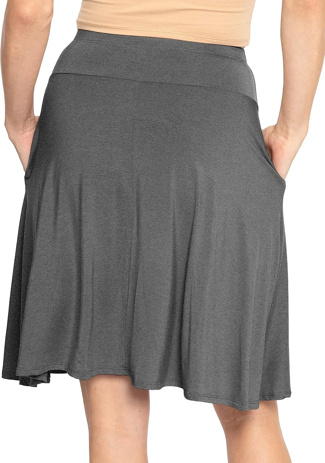 STRETCH IS COMFORT Women's and Plus Knee Length and MIDI A-Line Skirt w/Pockets
