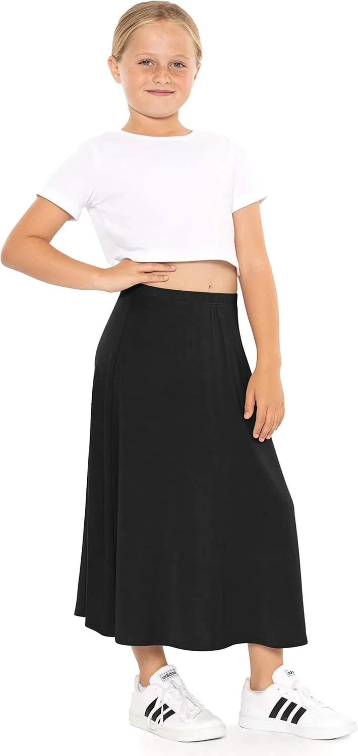 STRETCH IS COMFORT Youth Girls Flowy A-Line Skirt Knee Length and Ankle Length | Kids | Sizes 4-16